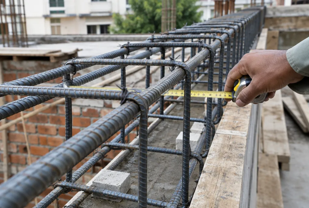 Site supervisor reading an auto level on a tripod while an assistant holds a staff on a building plinth in Jaipur (3)