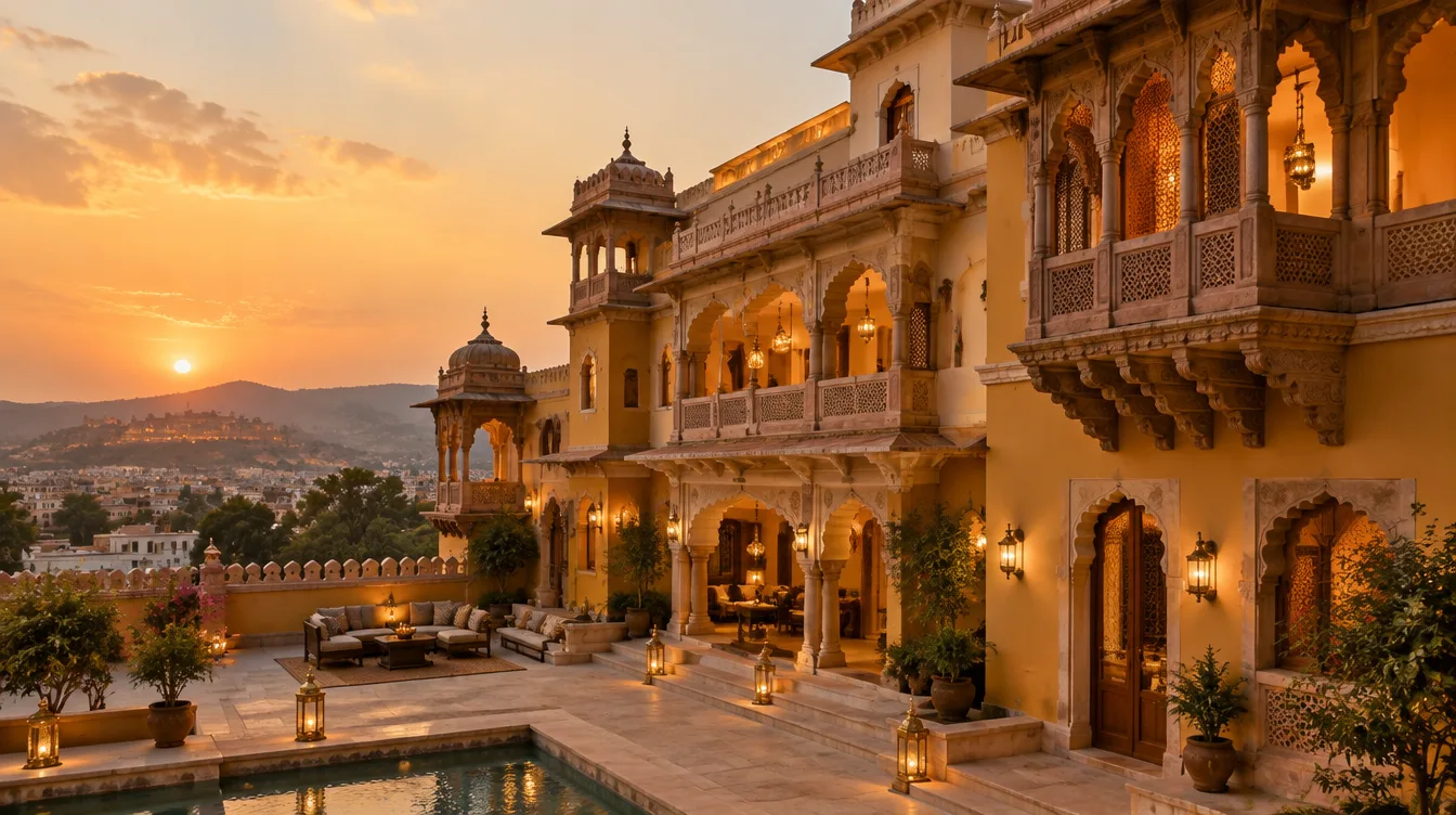 The Heritage Haveli Residence at dusk